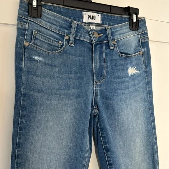 Paige Medium Blue Denim skinny Jeans Holes size 28 New - Picture 6 of 12